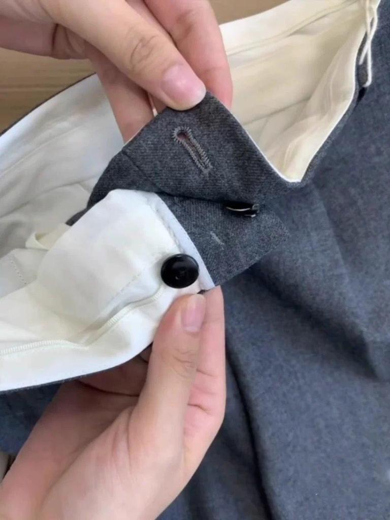 2026 Spring/Autumn Women's Deep Gray Wide-Leg Fine Wool Suit Pants