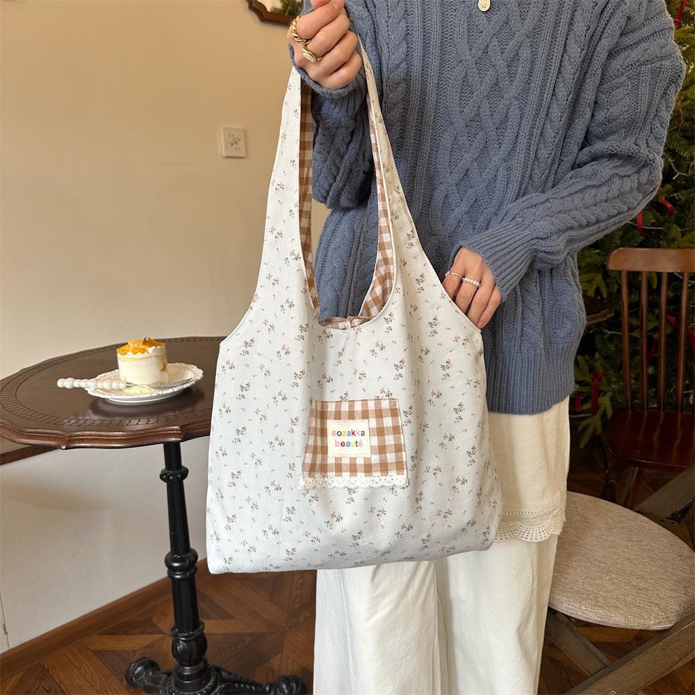 22 Flower Art Canvas Floral Vest Bag Fairy Bag Student Portable Large Capacity Commuter Shoulder