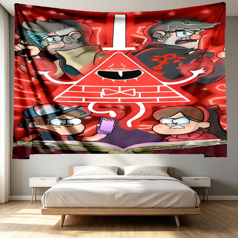 Gravity Falls Print Tapestry - Portable Wall Decor Cloth, for Home, Dorm, Travel, Bedroom, Living Room - Ideal Birthday Housewarming Gift