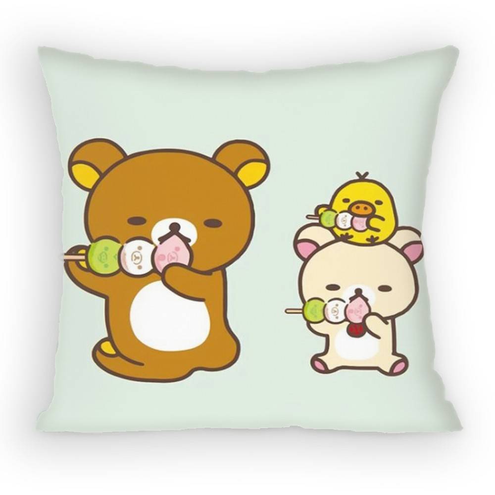 Cute Cartoon Rilakkuma Kawaii Bear Pillow Case Sofa Living Room Bedroom Headboard Backrest Cushion Square Cushion Nap Time