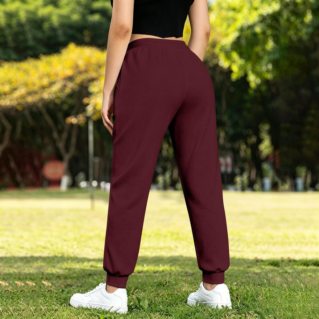 Women's Lined Wide Leg Joggers with Pockets - Loose Fit Straight Leg Sweatpants for Casual Wear
