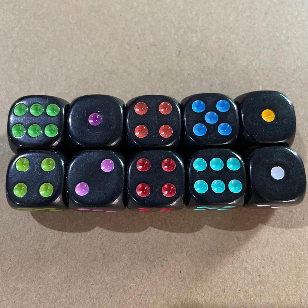Acrylic 16mm Dices Set Colorful Six Sided Dices Cubes with Dots Playing Square Blocks Kids Math Teaching Educational Toy