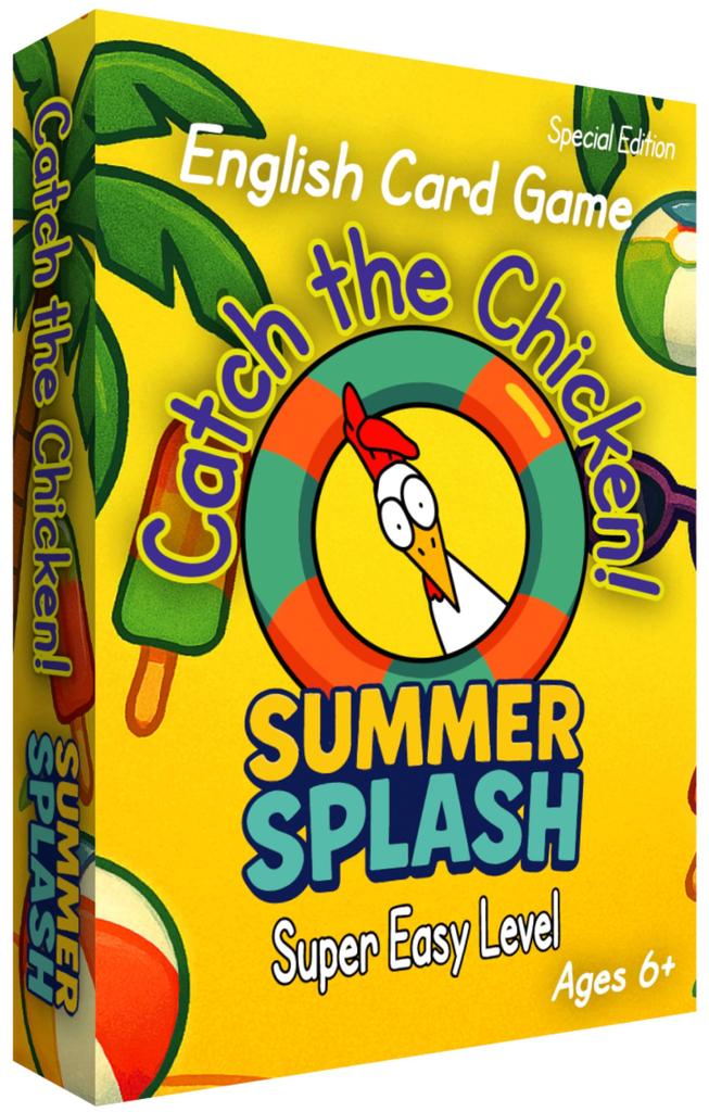 Catch the Chicken Summer Splash English Card Game English Word Game for Kids Summer Verb and Question Cards Ages 6 and Up – Noun,