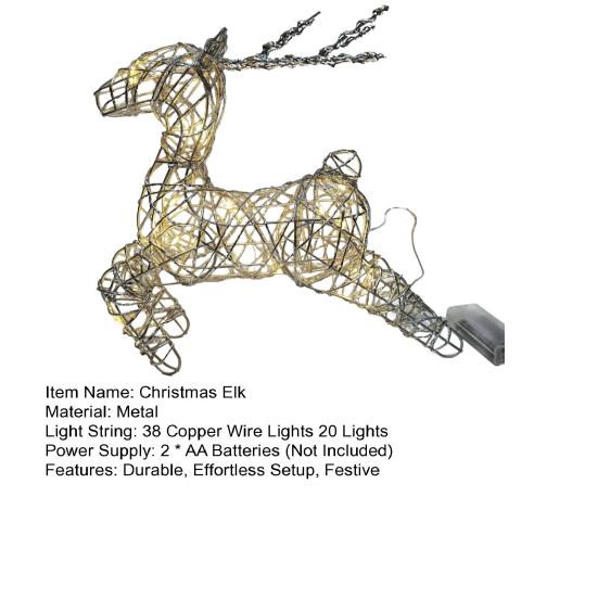 LED Leuchtendes Weihnachtsrentier Dekor 20 Warmweiße Lichter Metall Hofdekoration für Außen Innen Rasen Garten Weihnachtsdeko