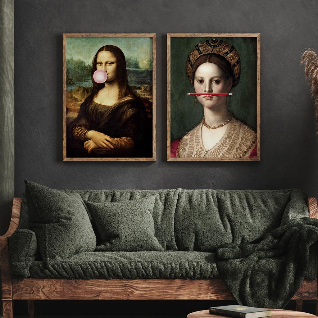 Zestaw plakatów mona lisa ołówek