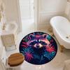 Colorful Raccoon,Round Area Rug,Carpet Rug for Living Room Bedroom Sofa Playroom Decor,Non-slip Floor Mat