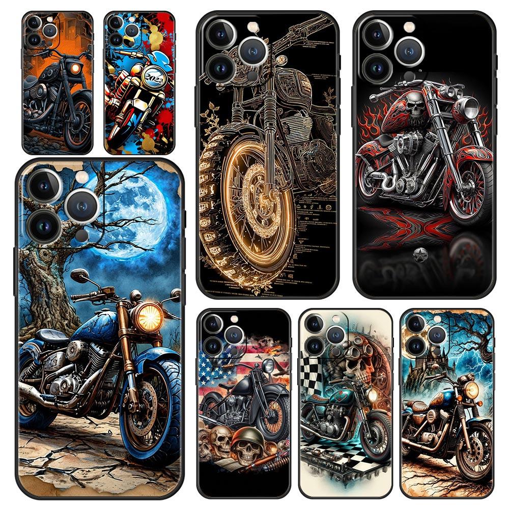 Colors Vintage Motorcycle Painted Phone Case Cover for iPhone 17 16 15 14 13 12 Pro Max 11 Pro Max 17 AIR Plus Soft TPU Shell