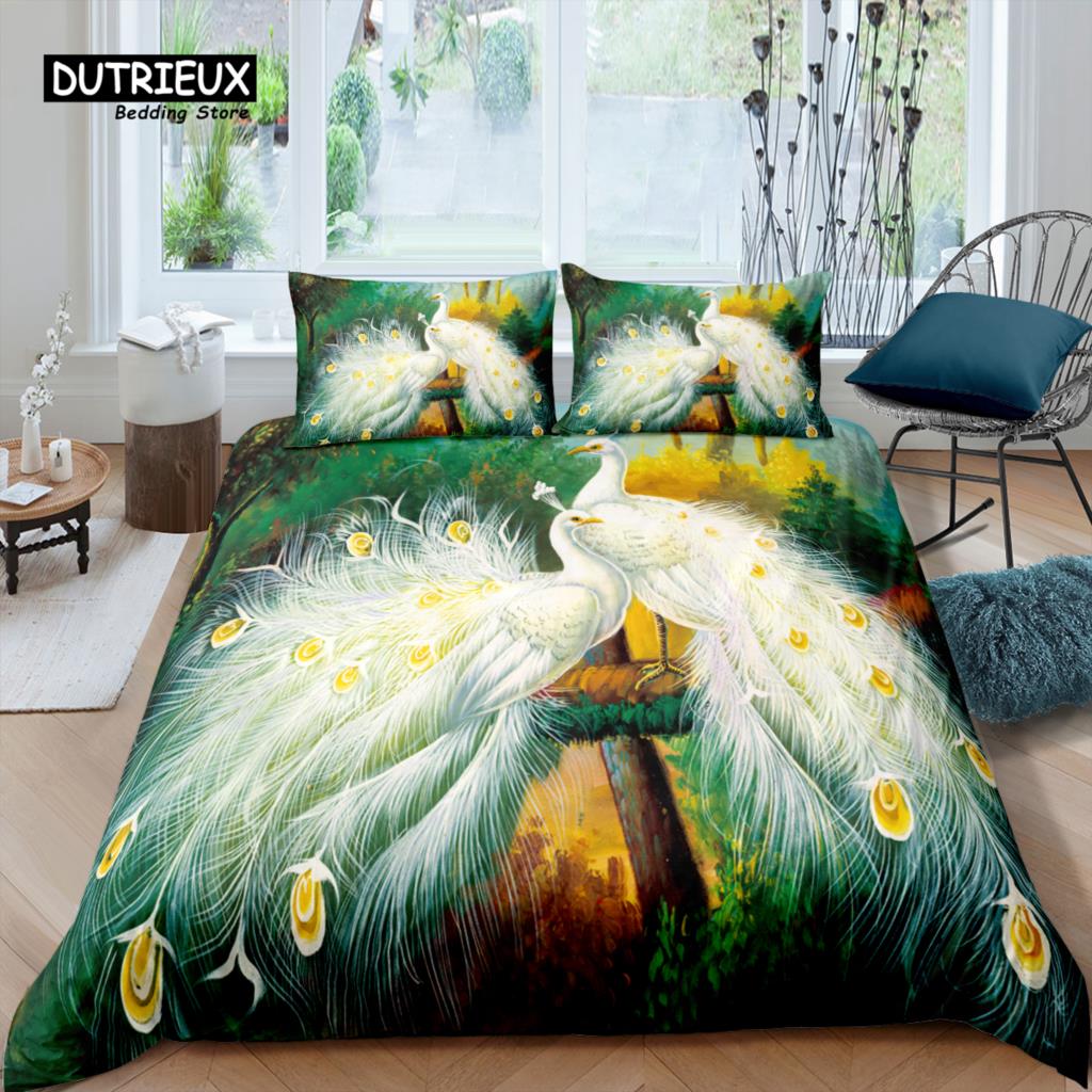 Soft Classic Home Living Luxury 3D Peacock Kids and EU US AU UK Size Queen King Quilt