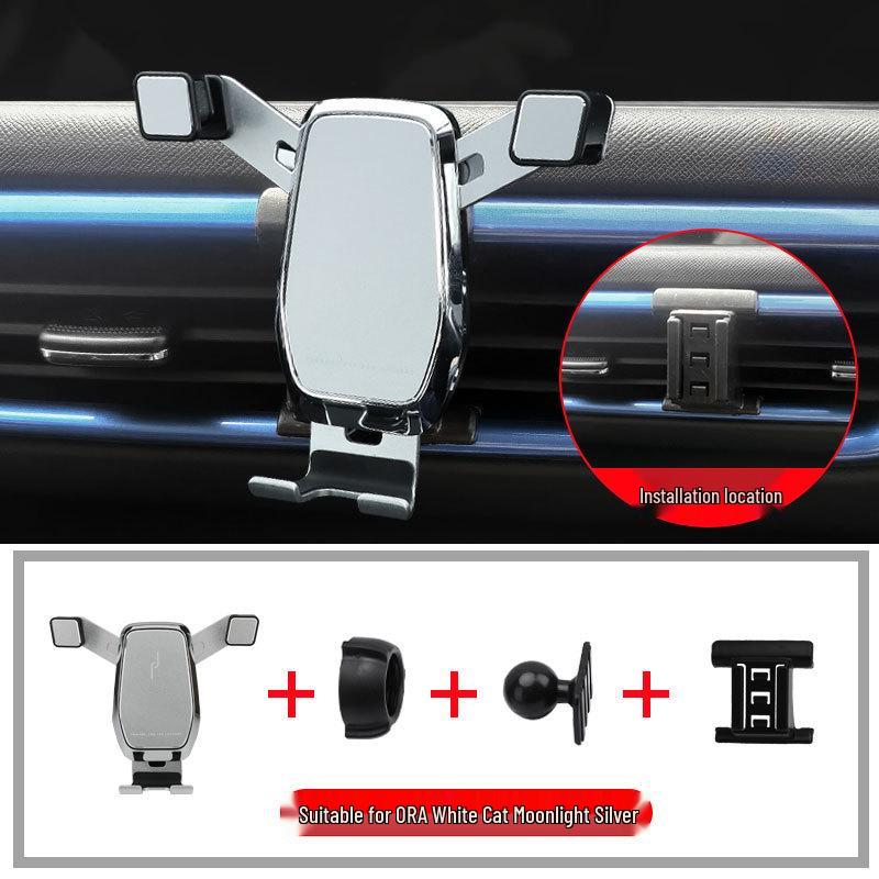 20-22 ORA White Cat Wireless Car Phone Holder with Charging & Navigation