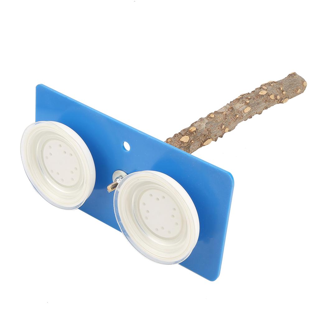 Plastic Wall Mounted Bird Standing Rack with Suction Cup for Taking Shower Travel (Fagara Wood)