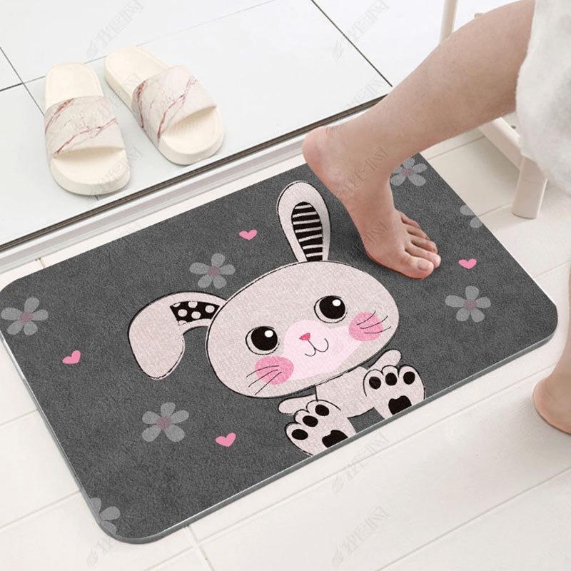 Cartoon Cat Calf Rabbit Floor Mat Bathroom Absorbent Foot Door Mat Anti Slip Decor Entrance Mat