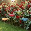 4Pcs Metal Flower Bird Baths, Garden Stake Bee Water Feeder, Outdoor Pollinators Cup, Bee Drinking Station Feeder Tray for Hummingbirds