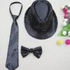 Men Tie Shiny Sequin Vintage Formal Business Style Adjustable Elastic Band Solid Color Lightweight Suit Coat Waistcoat Performance Stage Show Necktie
