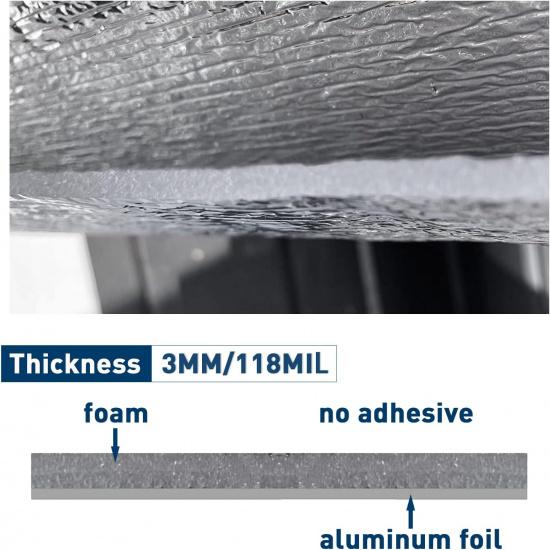 MOTUKA 40" x 80" 118mil Single Reflective Foil Insulation Foam Core Heat Radiant Barrier 21.53 sqft Aluminum Foil Finish White Foam Heat Shield