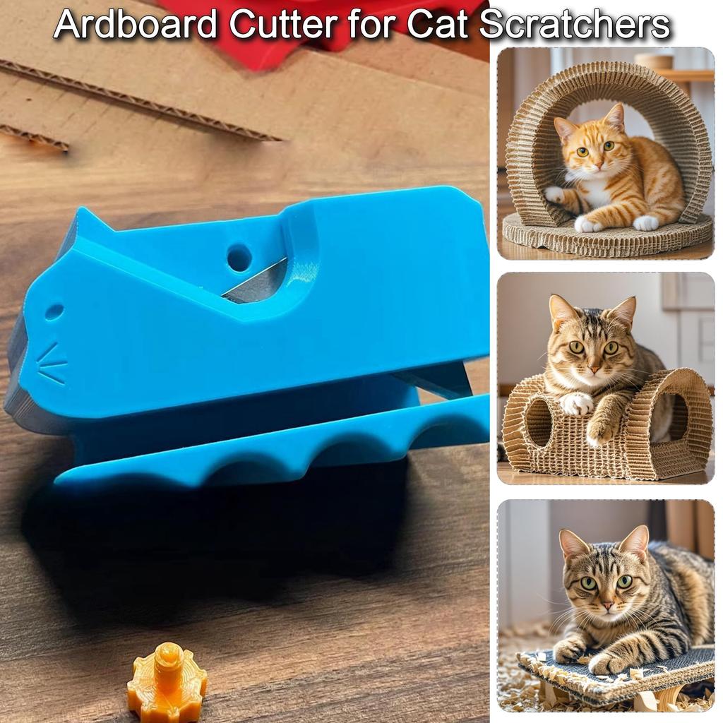 Ferramenta em Forma de Gatinho Impressa em 3D Dispositivo de Corte de Papelão Cortador de Papelão Manual DIY para Arranhadores de Gato Cortador de Tiras de Papelão
