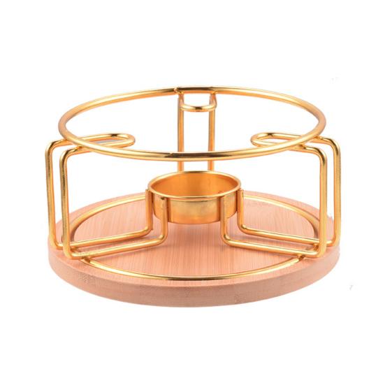 

Декоративний підсвічник Залізний підігрівач для чаю Порожнистий дизайн Підставка для підігріву чайника для чайника Вінтажний стиль Домашній декор A