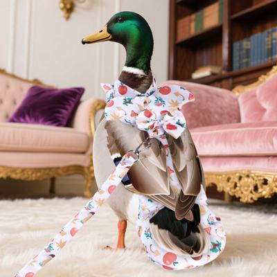 Duck Diaper with Leash Mushroom And Leaf Print Poultry Diaper Adjustable Farm Pet Diaper with Bow Knot for Goose Chicken Duck
