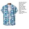 Lapel Short Sleeve Men Shirt Buttons Closure Thin Anti-pilling Summer Flower Printed Hawaiian Shirt Beachwear