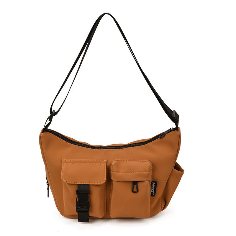 Korean Version of Harajuku Casual and Lightweight Tote Bag Trendy Versatile Waterproof Leather Film Cloth Shoulder Bag Women's Simple Messenger Bag