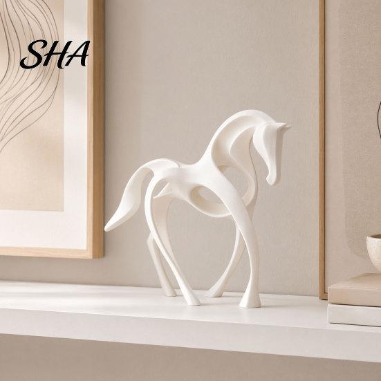 White Horse Figurine 3D Printed Abstract Statue, Minimalist Hollow for Shape Decor Desk Decor, Animal Ornament Home Living Room Decoration