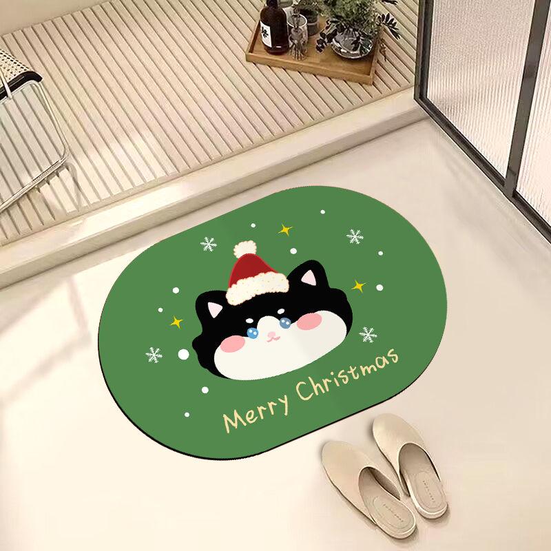 Badezimmer Anti-Rutsch-Bodenmatte, Toilettentür, Badezimmer wasserabsorbierende schnelltrocknende Fußmatte, Weihnachts-Dusch-Sturzmatte 40X60cm 15.7X23.6in