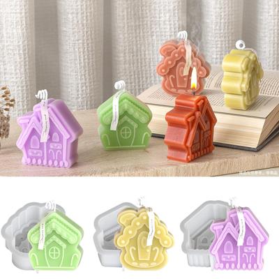 Poppy Q Cartoon House Candle Ornament Silicone Mold for DIY Aroma Stone & Epoxy Resin Decoration