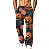Herren Lockere Weite Beine Cargo Jogginghose mit Taschen Halloween Print für Lässige Outdoor-Kleidung
