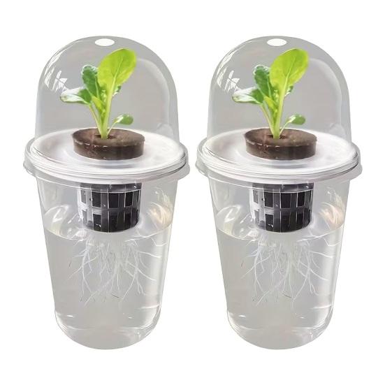 Pflanzenvermehrungsstation Samen Pflanzgefäß Transparenter Becher mit Sämlingen Pflanzenkeimung Starter Hydroponischer Korb Kuppelförmiger Deckel