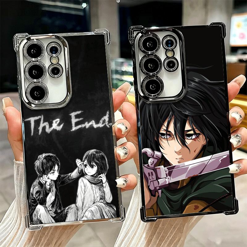 A-Attack On T-Titan Mikasa Plating Phone Case For Samsung Galaxy S24 S25 FE S26 Edge S23 Ultra S22 S21 Plus S20 Anti-Fall Airaba