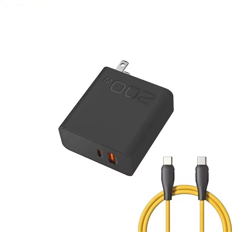 

200 Вт сверхбыстрая зарядка Type-C GaN PD 2-в-1 Type C быстрая зарядка GaN QC 3.0 супер зарядное устройство для телефона для iPhone Huawei Samsung US Plug чёрный