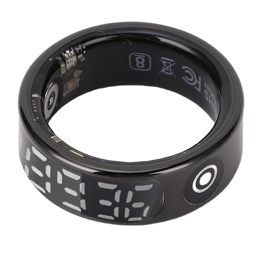 Smart Ring Black Step Counting IP68 Water Proof Smart Sleep Ring with Touch Display Screen Gesture Control for Sports