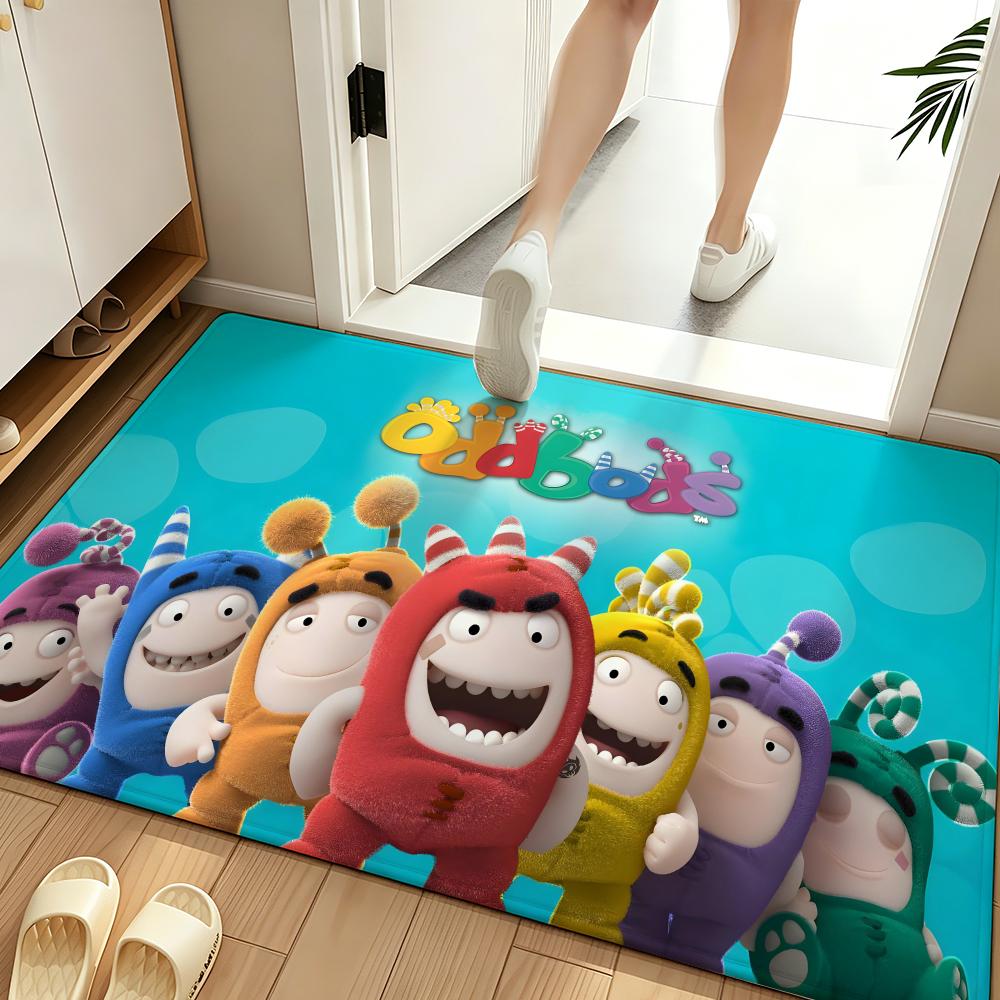 Tappetino per Pavimento O-Oddbods Cartone Animato Tappetino Morbido in Flanella per Porta d'Ingresso Antiscivolo Assorbente Tappeto per Pavimento per Bagno Camera da Letto