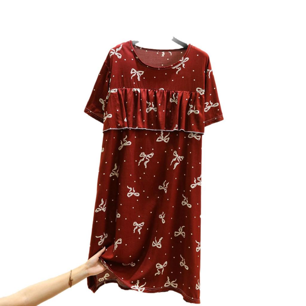 Elegant Slimming Leak-Proof Print Skirt Dress - Plus Size Women's Mid-Length Summer Wear