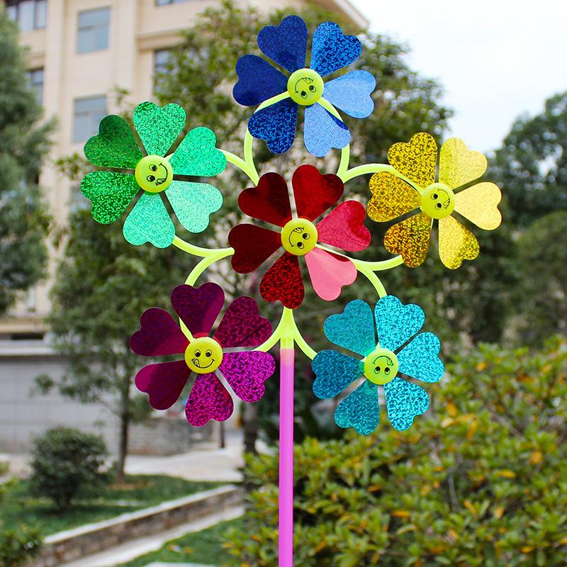 Lamdoo Flower Pattern Spinner Wind Windmill Kids Children Toys Garden Yard Decoration