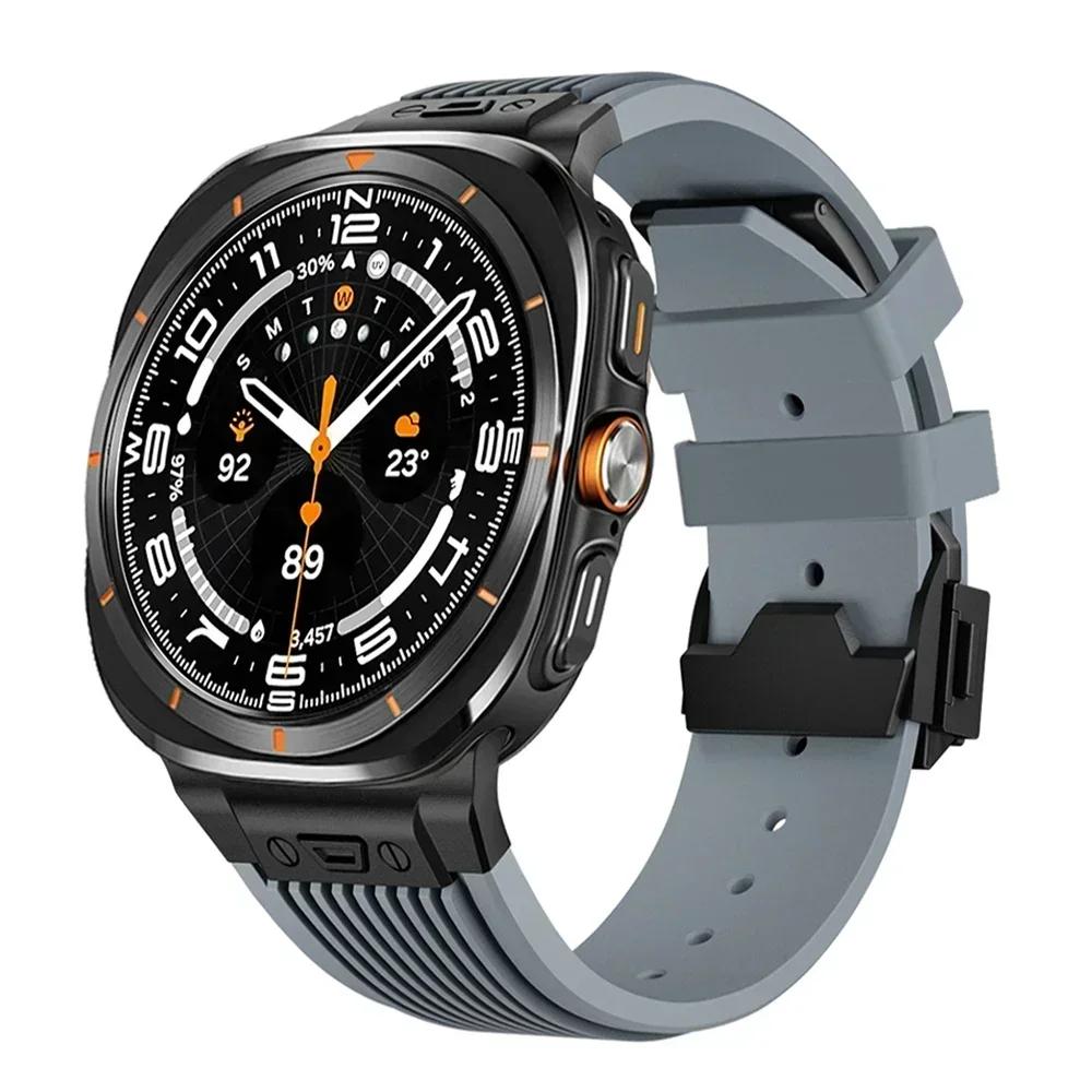 Gumowy pasek sportowy do Samsung Galaxy Watch Ultra 7 47mm Pasek męski ze stali nierdzewnej do paska Samsung Galaxy Watch 7 Ultra