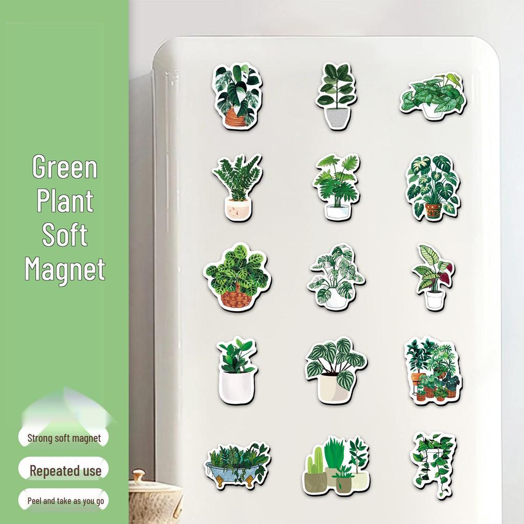 20 Cartoon Greenery Magnets: Fresh, Creative Decorative Metal Fridge Stickers
