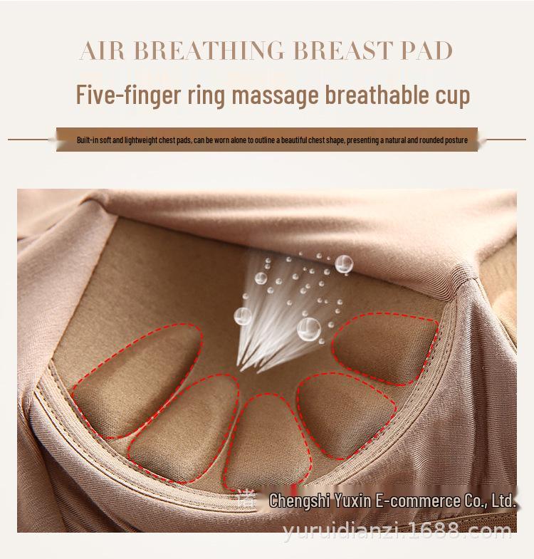 Damska wyściełana koszulka modalowa z wysokim dekoltem i długim rękawem z wbudowanym biustonoszem