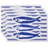 Blue And White Striped Fish Placemats With Watercolor Design For Mediterranean Dining Table Decor Artistic Ocean Theme