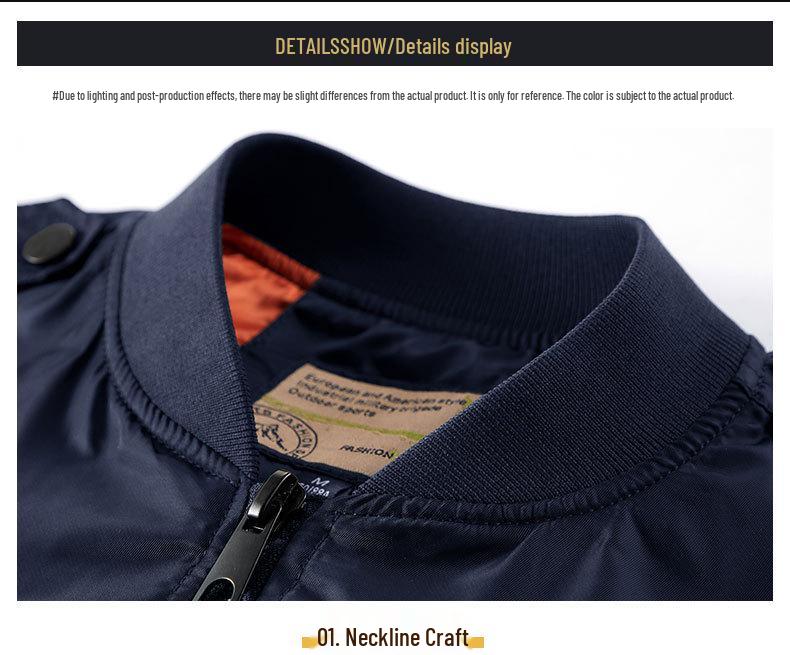 Herr Plus Size Rund Hals Flygjacka - Casual Utomhussporter Baseball Arbetskläder