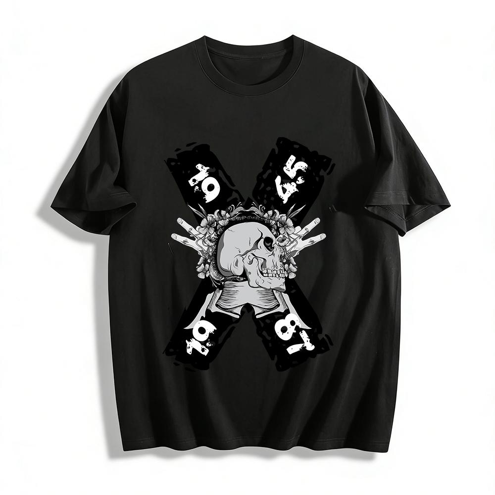 

Vintage Skull X Print Cool T-Shirt Unisex Dark Style Top Pure cotton T-shirt XXS