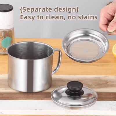 Olla Contenedor Jarra Colador de Aceite de Acero Inoxidable con Filtro Lata de Almacenamiento de Aceite de Cocina Gadget de Cocina para Almacenamiento de Aceite de Cocina Filtrado