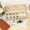 6 Slot PU Leather Watch Box with Keys and Locks Transparent Glass Lid Removable Watch Pillows Organizer Jewelry Display Box