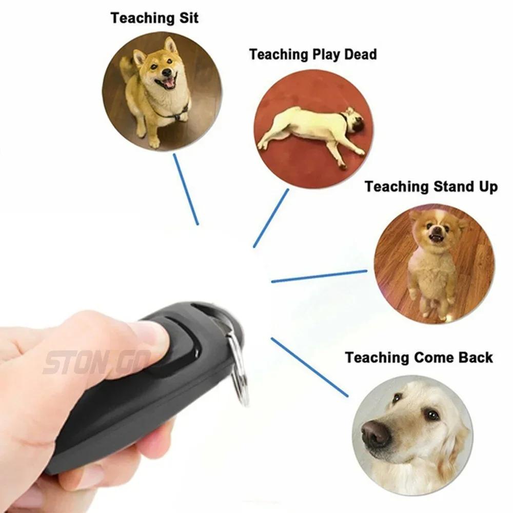 Pet Dog Trainer Clicker with Whistle & Key Ring - Versatile 2-in-1 Puppy Training Tool for Obedience Commands