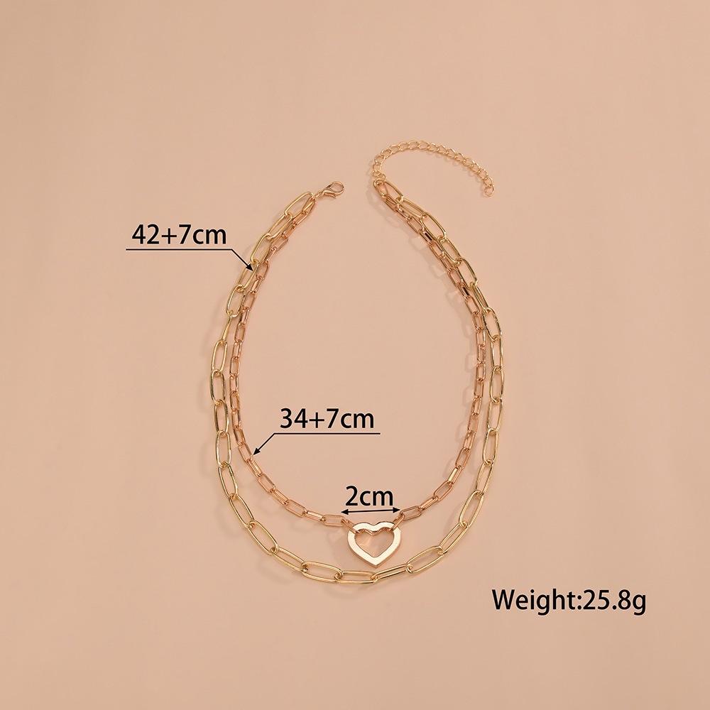 Cold Wind, Metal Paper Clip Love Double-layer Stacked Personalized Women's Collarbone Chain Necklace