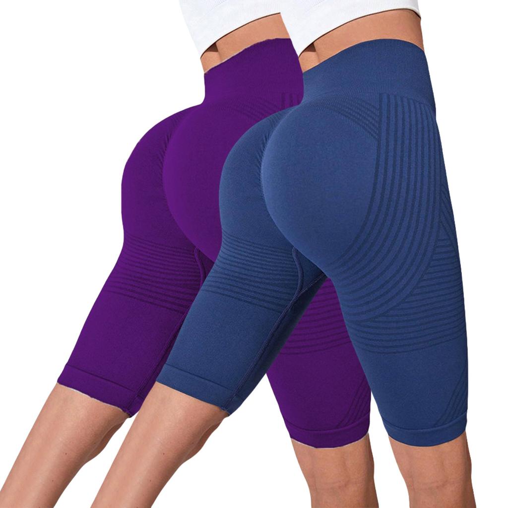 2PC Women's Casual Seamless Hip Lifting Fitness Pants With Tight Fit And High Waist, Seach Hip Yoga Pants