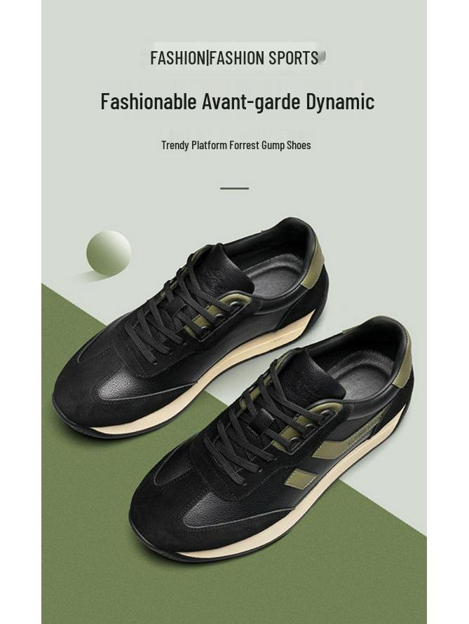 Frühlings Herren Forrest Gump Leder-Sneakers – Dicke Sohle, Rutschfest, Vielseitige Casual Dad-Schuhe.