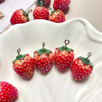 New Aurora Simulation 3D Strawberry Electroplating DIY Resin Accessories Cream Gel Headwear Hairclip with Hole Material