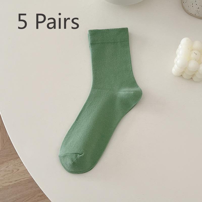 5 Pairs of Female Spring and Summer Fashion New Loose Mouth In The Tube Pile Socks