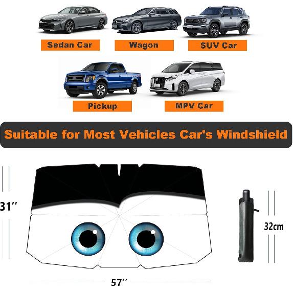 Windshield Sun Shade Eyes Umbrella For Car Front Window Sun Visor For Windshield 2025 Car Summer Accessories 100% Blackout Protect Interior From Sun