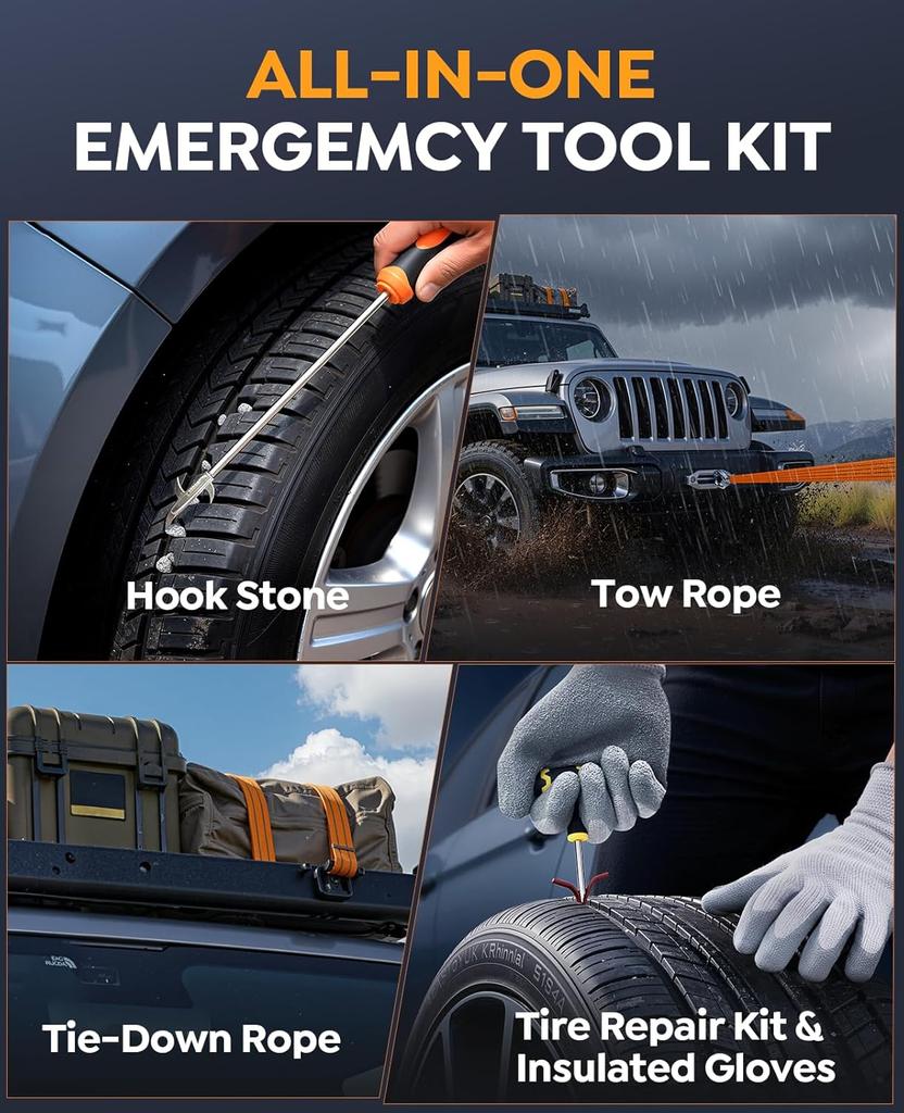 16-in-1 Jump Starter 8000A with Air Compressor, 150PSI, 12V Portable Jump Box for Gas & Diesel Cars